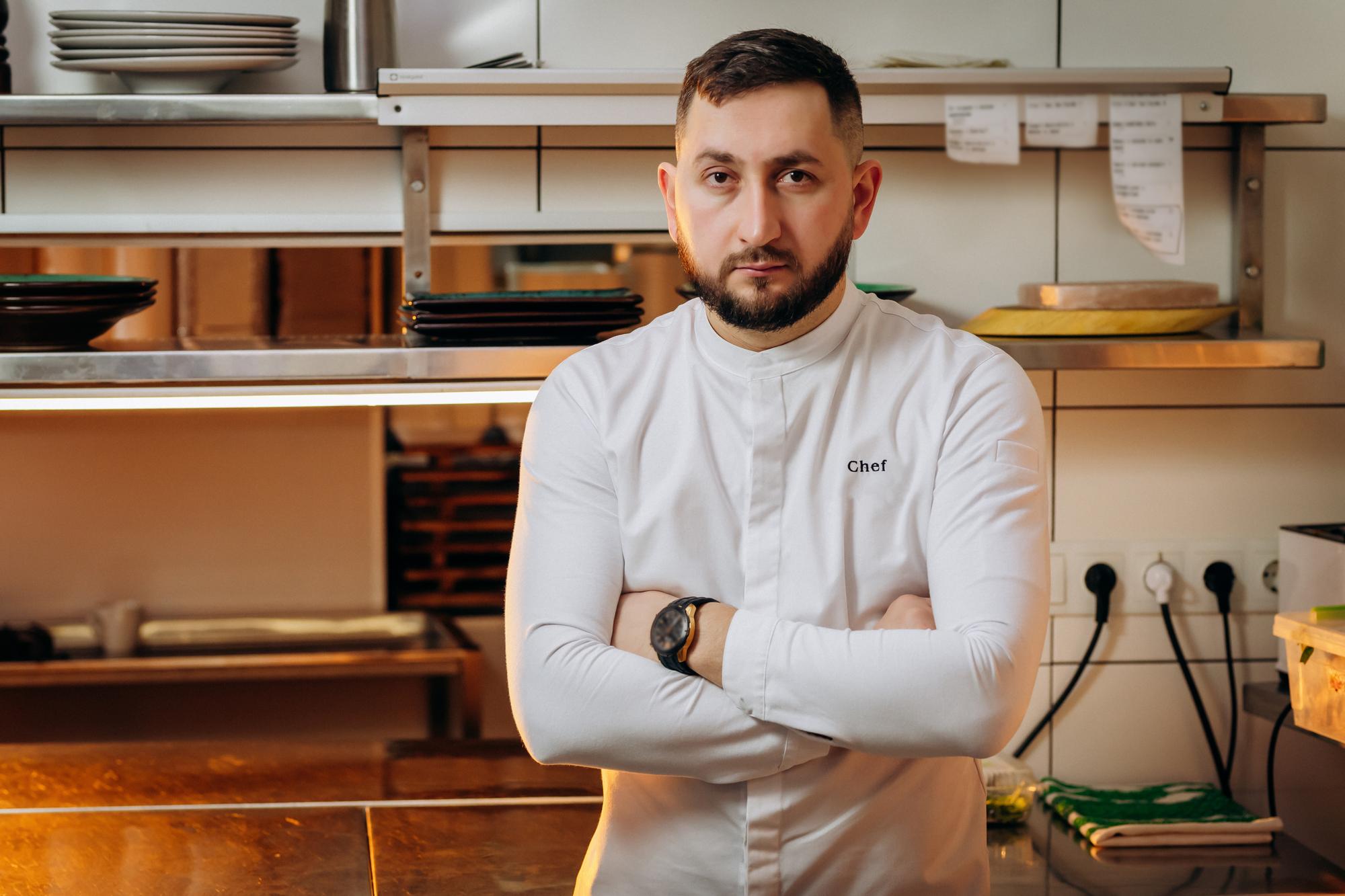 Founder portrait in studio kitchen